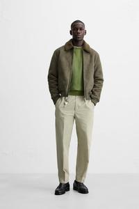 Kustom Activewear jaket kulit Suede kualitas tinggi mewah Zip Up jaket lapisan Sherpa untuk pria - Product Image 2