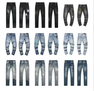 Jeans de Motociclista Bordados para Hombre Amirys, Corte Ajustado, Mezclilla de Algodón Desgastada, Modernos y a la Moda, Unisex - Product Image 1
