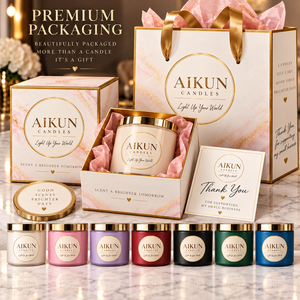 Aikun Three Piece Assorted <b>Crackle</b> Glaze Glass Jar Scented <b>Candle</b> Gift Set with Custom Labels Rigid Box Direct Factory OEM ODM - Product Image 2