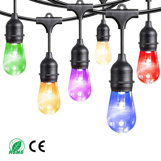 Waterproof LED Christmas Outdoor String Lights-Commercial Grade S14 Patio Lights for Backyard Cafe Ambience