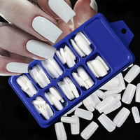 120 Pièces Faux Ongles Carrés Amande, Couleur Unie, Extension d'Ongles Complète, Artificiels d'Été à Presser