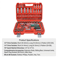 Assortiment de clés à douilles de précision de 108 pièces, jeu de cliquet 72T, boîte à outils robuste pour mécaniciens, pour tous les besoins de réparation industrielle