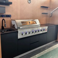 Armoire de cuisine extérieure moderne en aluminium avec caractéristiques durables chariots de gril pour barbecue glissière de tiroir de robinet de dosseret en acrylique