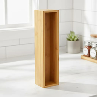 Boîtes de rangement pour tiroirs en bambou combinables en gros, ensemble d'organisateurs multi-usages, plateau à couverts rectangulaire pour cuisine et bureau