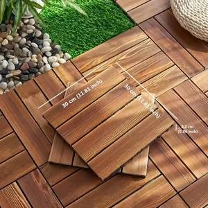 Dalles de terrasse en bois d'acacia carbonisé emboîtables 30x30x2,3 cm, prix d'usine en gros, pour sols de patio extérieurs DIY - Product Image 4