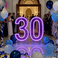 Lettres géantes lumineuses LED néon de 3 et 4 pieds pour boîtes de vote, idéales pour décorations d'anniversaire et d'événements de mariage.