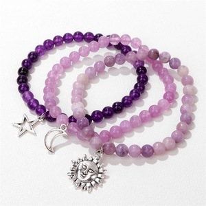 Lot de 3 Bracelets en Pierres Naturelles avec Breloques Soleil, Lune et Étoile – Bracelets Superposés pour Femme, Style Bohème, Idéal Cadeau, Vente en Gros et Personnalisation - Product Image 4