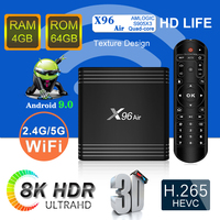 Nouveau x96 air amlogic s905x3 4 go 8 go 32 go 64 go 128 go 8k smart android 11 set top tv box x96 air