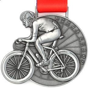 QIUYAN CULTURE Bicicleta 3D personalizada para bicicleta Ciclismo Medallas Pistola Negro Plata <span class=keywords><strong>Esmalte</strong></span> suave con impresión UV y técnica de chapado - Product Image 1