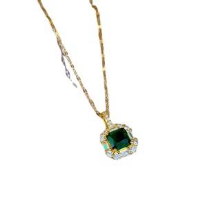 Collar de diamantes completos de circón de oro auténtico Micro pavé de lujo para mujer, nueva cadena de acero de clavícula Titan, collares colgantes de moda - Product Image 6