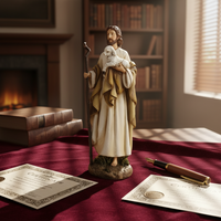 Sculpture d'ange artistique peinte à la main en résine, statue religieuse catholique du Sacré-Cœur, statue du Saint-Père pour la maison et les fêtes