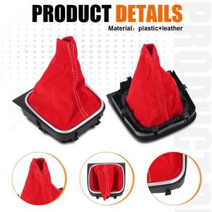 Funda para Palanca de Cambios de Volkswagen Golf 6, en Cuero Rojo Terciopelo, Lavable - Product Image 5