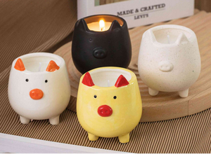 Pot de bougie parfumée en forme de hibou mignon de taille avec logo personnalisé, pot vide de récipients en céramique pour la fabrication - Product Image 2