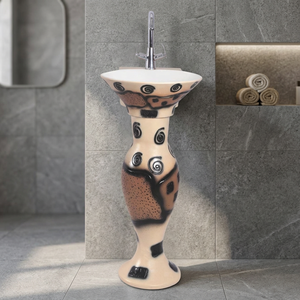 Juego de pedestal de lavabo de cerámica de dos piezas de diseñador, lavabo de Arte de Color para tocador de baño Morbi India - Product Image 1