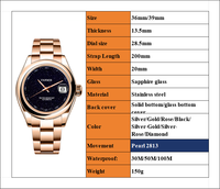Montre de luxe personnalisable automatique en acier inoxydable argenté pour homme, montre-bracelet automatique de luxe pour homme en or