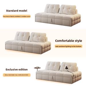 Sofá <span class=keywords><strong>Cama</strong></span> Estilo Crema, Sillón Individual <span class=keywords><strong>Plegable</strong></span>, Sofá <span class=keywords><strong>Puff</strong></span> de Lana de Cordero para Personas Perezosas, Sofá de Metal para Sala de Estar de Apartamentos Pequeños - Product Image 4