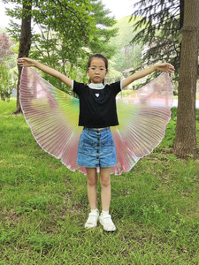 Nuove Ali per Danza del Ventre per Bambini, Colore Arcobaleno, Accessori per Spettacoli a 360 Gradi, Costume da Ballo, Oggetti di Scena per Performance, Ali da Collo - Product Image 3