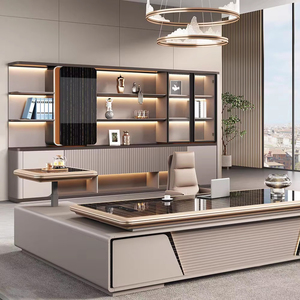 Muebles de oficina comerciales modernos, escritorio de ordenador, escritorio jefe, escritorio ejecutivo y juego de sillas con archivador Goldriches - Product Image 1