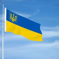 Drapeaux d'Ukraine en polyester 3x5 pieds, résistants à la décoloration, pour événements et décorations de fêtes, pour l'automobile, l'éducation et les agences de voyage (vente en gros)