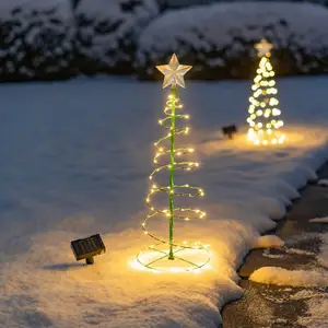 Commercio all'ingrosso solare LED esterno solare giardino luce decorativa albero di natale lampada festa festa fai da te stringa luce 8 modalità Stand