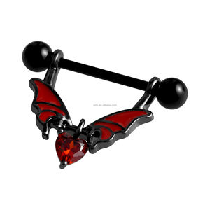 <span class=keywords><strong>Piercing</strong></span> de pezón de acero inoxidable, joyería punk, colgante de murciélago, anillo de pezón <span class=keywords><strong>para</strong></span> vacaciones, el más vendido - Product Image 2