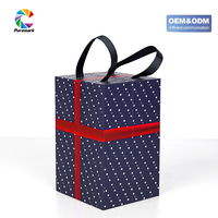 Hersteller Großhandel Recycelbare Geschenkbox mit Eigenem Logo und Punktdesign, Starre Kartonbox mit Griff, Doppeltürige Wein-Geschenkbox