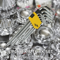 Kustom 9 buah tahan aus Panjang Plum Blossom Hex & Torx Set kunci metrik kunci pas Allen & l-wrench Set OEM didukung