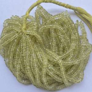 Cuentas Heishi facetadas de cuarzo natural verde limón dorado de 6 mm y 8 mm, grado AAA, certificadas por IGI, hechas a mano en India, de Jewel Creation - Product Image 3