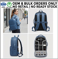 Sac à dos de voyage pour appareil photo et ordinateur portable en cuir microfibre de qualité supérieure, grande capacité, antichoc, fabricant OEM