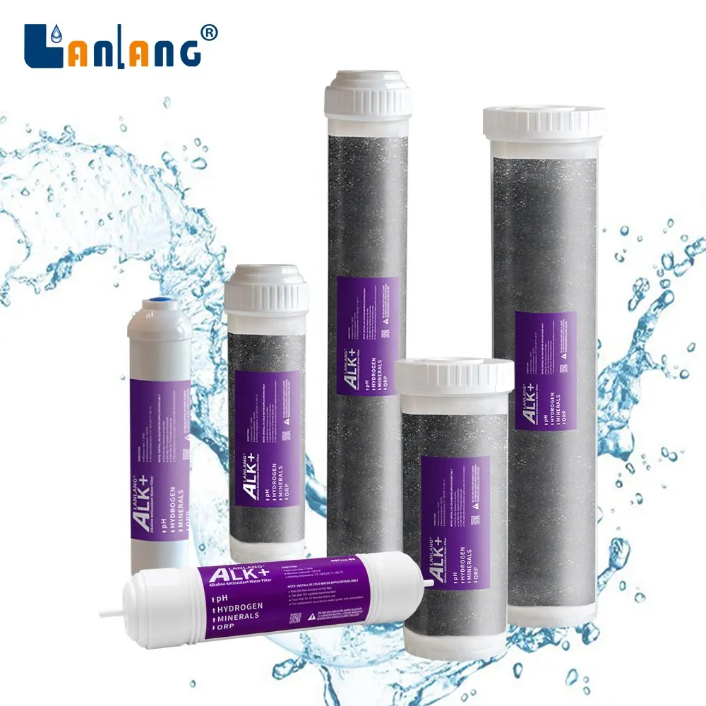 Cartucho de filtro alcalino mineral de aumento de agua portátil T33 cartucho de filtro de agua alcalina de hidrógeno de tamaño azul grande