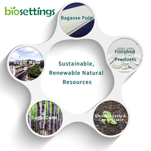 可生物降解的甘蔗杯可堆肥甘蔗渣浆杯圆形带盖咖啡杯 - Product Image 2