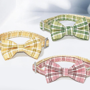 Colliers pour animaux de compagnie, design à carreaux avec nœud papillon, pour petits chiens et chats, fonction anti-perte, utilisation toutes saisons - Product Image 2