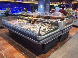 Comptoir de <span class=keywords><strong>service</strong></span> enfichable <span class=keywords><strong>Vitrine</strong></span> réfrigérée pour aliments Congélateur CE Refroidisseur d'air <span class=keywords><strong>Vitrine</strong></span> de poisson sans glace Cintre pour aliments et prix froid 80mm - Product Image 5