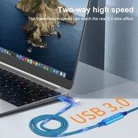 Kabel Ekstensi USB 3.0 Tipe-A Male Berlapis Emas Desain Baru, Jalinan Nilon/PVC, Transfer Data 5Gbps untuk Scanner, Komputer, Kamera, SSD
