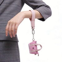 Gantungan Tas Pink Lepas Pasang, Dompet Koin Mini untuk Anak & Wanita, Gantungan Kunci Kecil dengan Pengait, Dompet Koin Mini, Tas Pergelangan Tangan