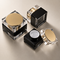 Ensemble cosmétique en verre noir doré de qualité supérieure, flacon pompe à lotion avec bouchon doré électro-plaqué, pot à crème, emballage pour soins de la peau
