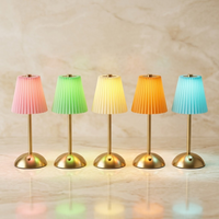 Lampe de table moderne à abat-jour plissé en PP, sans fil, rechargeable, avec variateur tactile Type-C, pour salle à manger, café, chevet, lumière d'ambiance LED