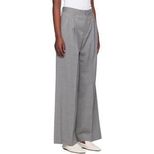 Nouvelle Tendance : Pantalon Plissé Gris Taille Haute en Laine Ample à Jambes Larges pour Femme – Idéal Bureau - Product Image 2