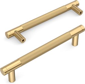 New T Bar Shape Furniture Hardware Supplies Kitchen Gold Cupboard Cabinet <strong>Drawer</strong> Door Cupboard Knurled <strong>Handles</strong> - Product Image 1