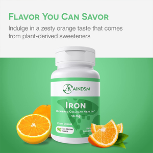 Comprimés de fer à croquer bien conçus avec de la vitamine C, soutien énergétique pour la santé cellulaire, sans danger pour les femmes enceintes - Product Image 3