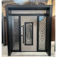 Portes battantes automatiques modernes en fer forgé, design élégant en fer forgé et en verre pour les extérieurs et les intérieurs de villas