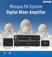 SPON Amplificateur Mélangeur Numérique 240W à 6 Canaux Micro avec Corps Métallique pour Système Sonore de Mosquée Haut-Parleur à Effets Préprogrammés