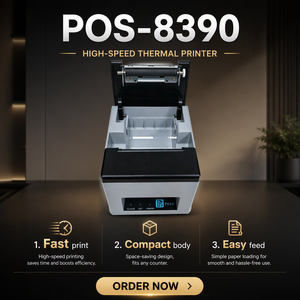 เครื่องพิมพ์ใบเสร็จความร้อน POS8390 ความเร็วสูง 80 มม. พร้อมใบมีดตัดอัตโนมัติ รองรับ <span class=keywords><strong>iOS</strong></span>, Android และ MAC พิมพ์เร็ว 220 มม./วินาที - Product Image 4