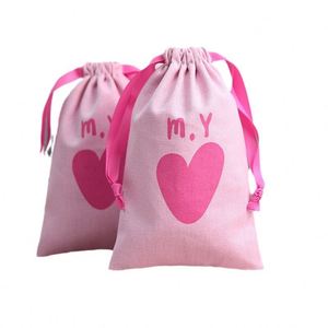 Pink <b>Canvas</b> Cotton <b>Drawstring</b> <b>Bag</b> Custom Logo Print <b>Drawstring</b> Gourd Storage Cotton Dust <b>Bags</b> With <b>Drawstring</b> - Product Image 1