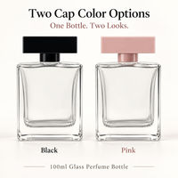 Flacon de parfum en verre de 100 ml, rectangulaire et plat, contenant de parfum, col à sertir de 15 mm, emballage personnalisé avec logo