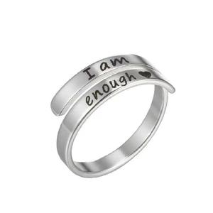 แหวนทอง 18K ดีไซน์ I Am Enough สุดฮิต ปรับขนาดได้ ผลิตจากสแตนเลสสตีล - Product Image 2