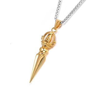 Collar con colgante de púas de acero de titanio, diseño geométrico de cono unisex SP785 - Product Image 2