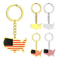 Porte-clés avec pendentif carte des États-Unis en acier inoxydable plaqué or 18 carats, fabriqué aux États-Unis