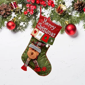 Chaussettes de Noël personnalisées en forme de bonhomme de neige 3D moelleuses, sacs de Noël de dessin animé, sacs cadeaux de bonbons de style nordique pour la décoration des fêtes - Product Image 3