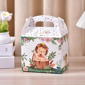 Cartella per festa a tema giungla per bambini compleanno e Baby Shower scatola regalo per caramelle in cartone con manico per festa - Product Image 2